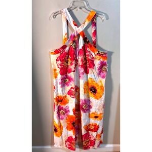 INC International Concepts‎ Floral Halter Neck Linen Maxi Dress Plus Size 3X NWT